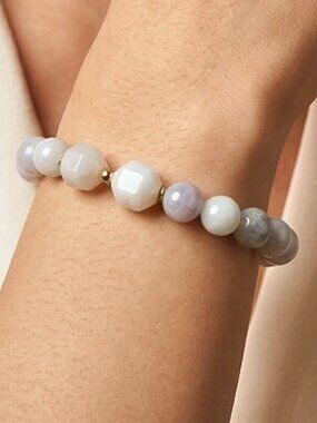 Jade Bracelet, Genuine Burma Jadeite, Dainty Stretch Bracelet, Handmade Gift